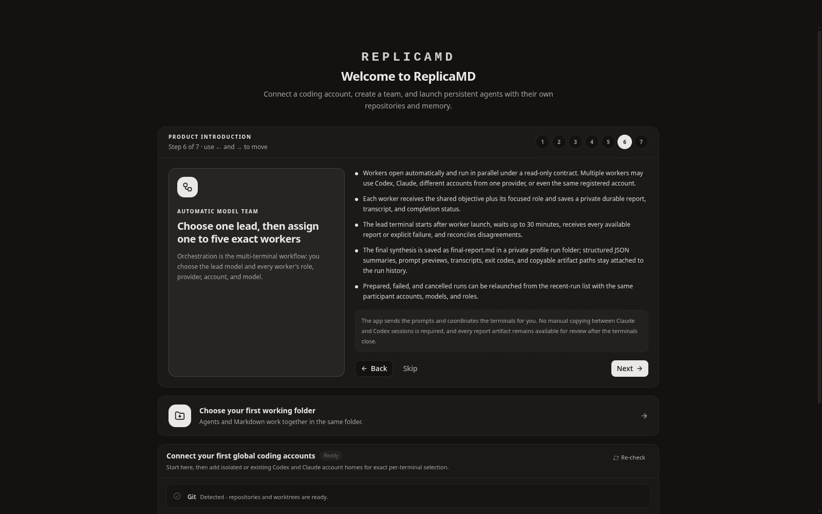 Permission, working, and review states surface so attention stays visible after a context switch.