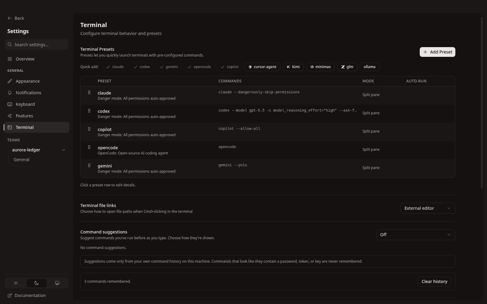 Shell, font, and terminal behaviour.